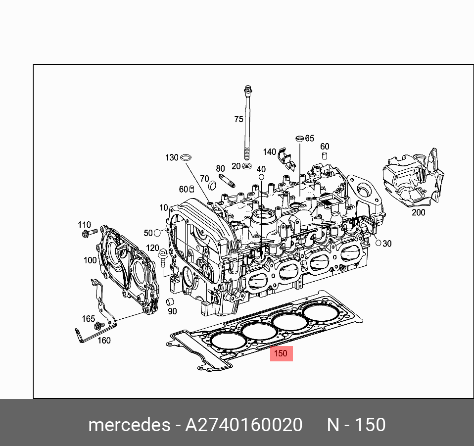Merc Cylinder Head Gasket 274 016 0020