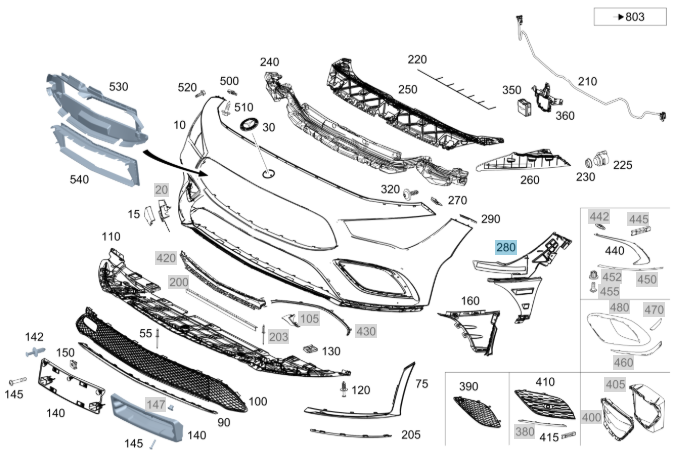 Merc Basic Carrier Bumper Left 118 885 3501
