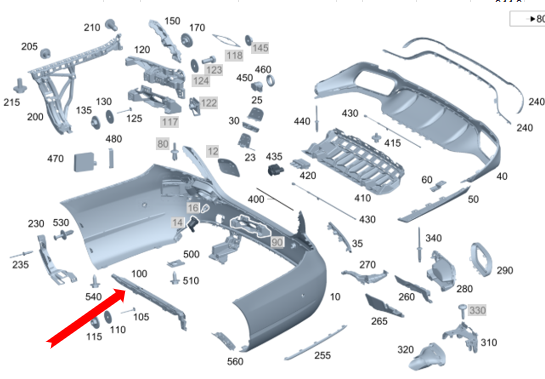 Merc Rear Bumper Center Support Bracket 213 885 0765