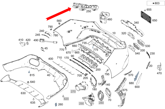 Merc Rear Left Bumper Bracket 118 885 3700