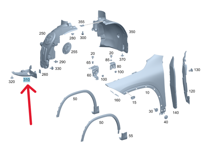 Merc Front Right Wheel Arch Cover 247 690 0603