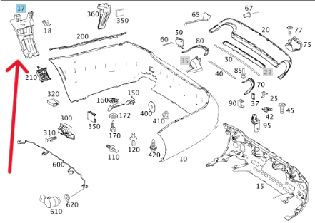Merc Rear Right Bumper Lateral Support 216 885 0263