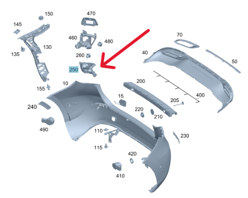 Merc Rear Right Basic Carrier Bumper 177 885 3402