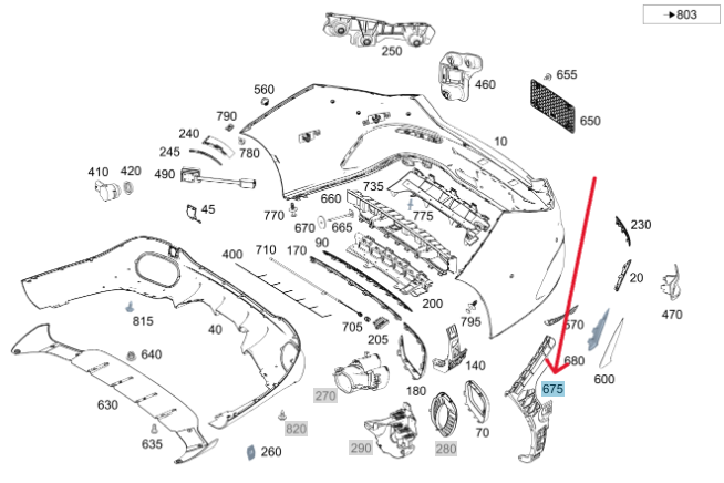 Merc Rear Bumper Left Mounting Rail 118 885 0100