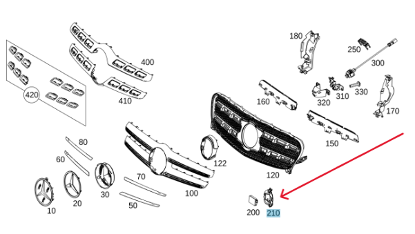 Merc Front Radar Sensor Unit Mount Bracket 156 885 0056
