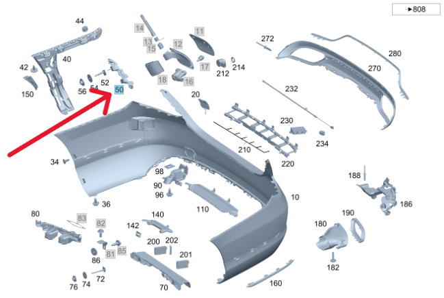 Merc Rear Right Bumper Basic Carrier 205 880 0603