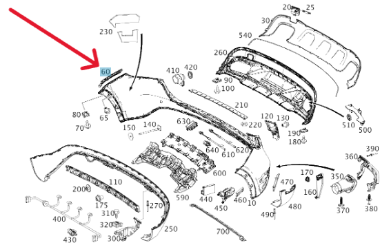 Merc Rear Left Bumper Mounting Rail 156 885 0321