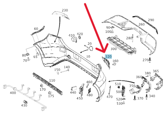 Merc Rear Left Bumper Basic Carrier 176 885 0165