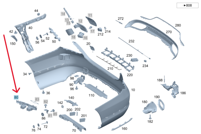 Merc Rear Right Bumper Basic Carrier 205 885 0465