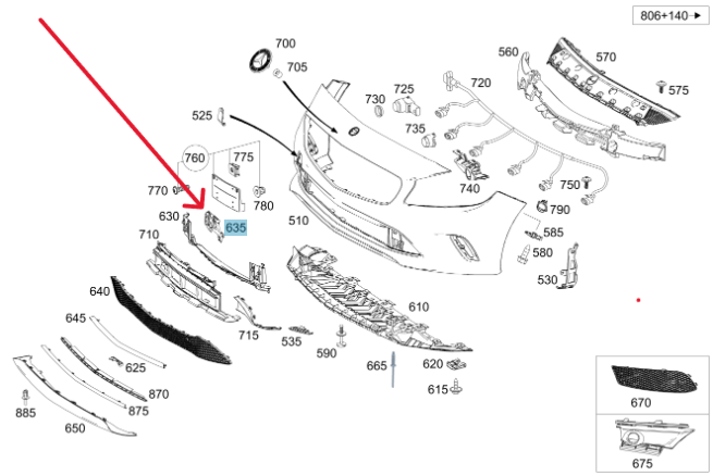 Merc Front Bumper Mount 176 885 3056