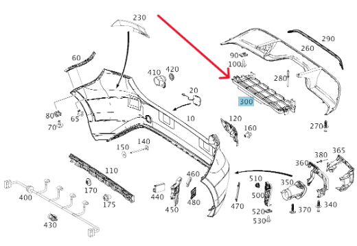 Merc Rear Lower Center Bumper Area Cover 176 885 7400