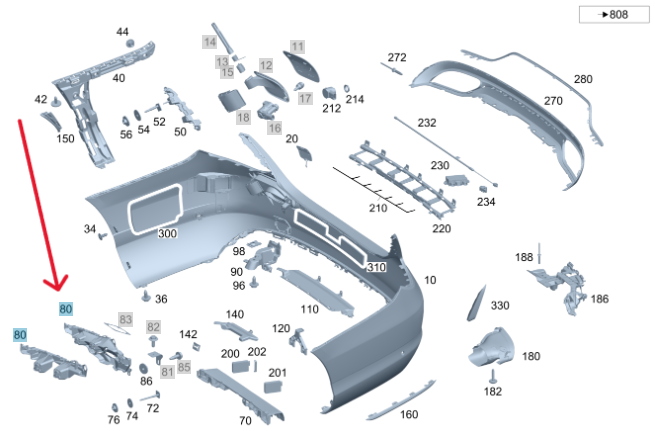 Merc Rear Left Bumper Basic Carrier 205 885 0365