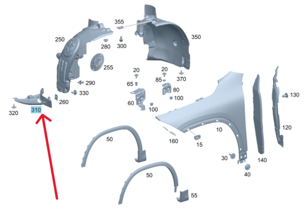Merc Front Left Wheel Arch Cover 247 690 0503