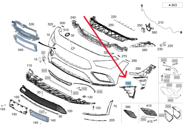 Merc Front Left Inner Bumper Area Cover 118 885 4701