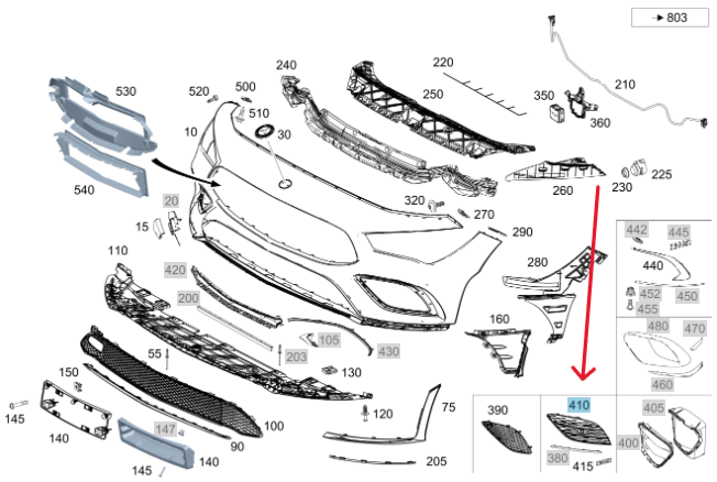 Merc Front Left Lower Bumper Area Cover 118 885 4301