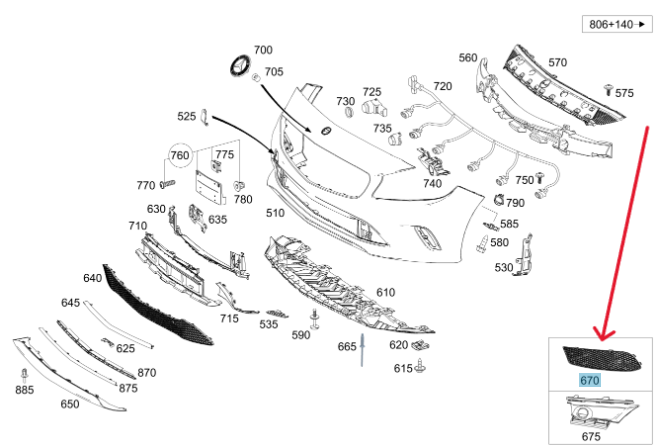 Merc Front Left Bumper Area Cover 176 885 3522