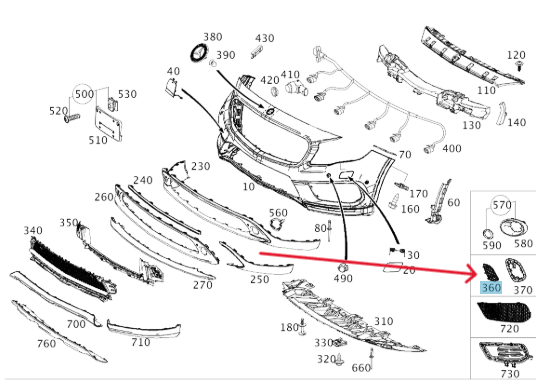 Merc Front Left Bumper Area Cover 156 885 3322