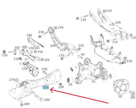 Merc Rear Right Axle Trailing Arm 177 350 4401