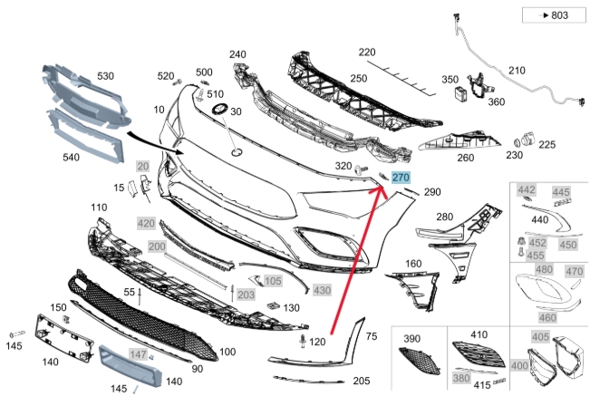 Merc Front Right Upper Bumper Mounting Rail 118 885 4800