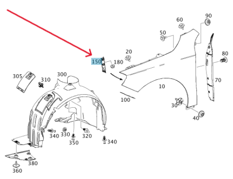 Merc Front Left Fender Holder 176 628 0114