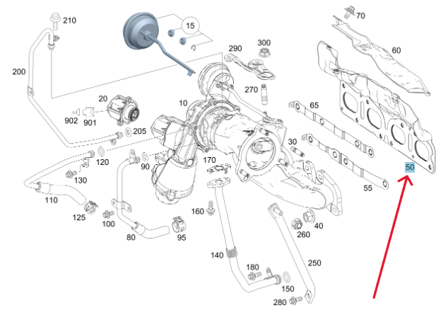 Merc Turbocharger Multi Hole Seal 270 142 0380