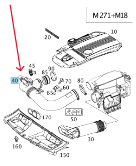 Merc Intake Manifold Between Filter Housing And Exhaust Gas Turbocharger 271 090 1629