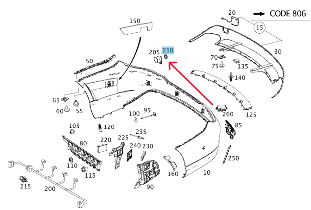 Merc Rear Bumper Decoupling Ring for Partonic System 000 542 1251