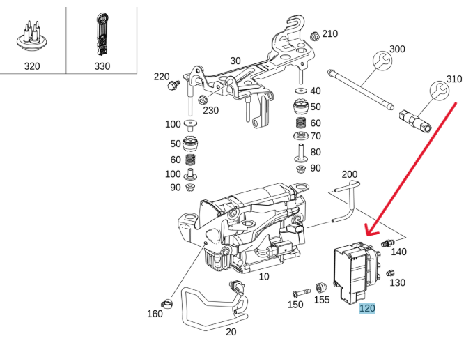 Merc Air Suspension Valve Block To Compressor 099 320 0058