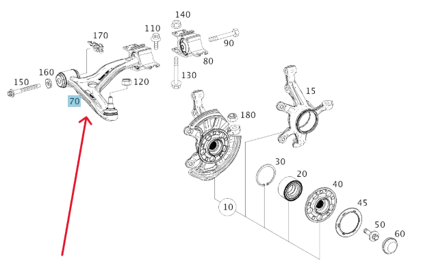 Merc Right Transverse Control Arm 156 330 0600