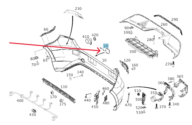 Merc Rear Bumper Towing Eye Cover 176 885 0222 9999