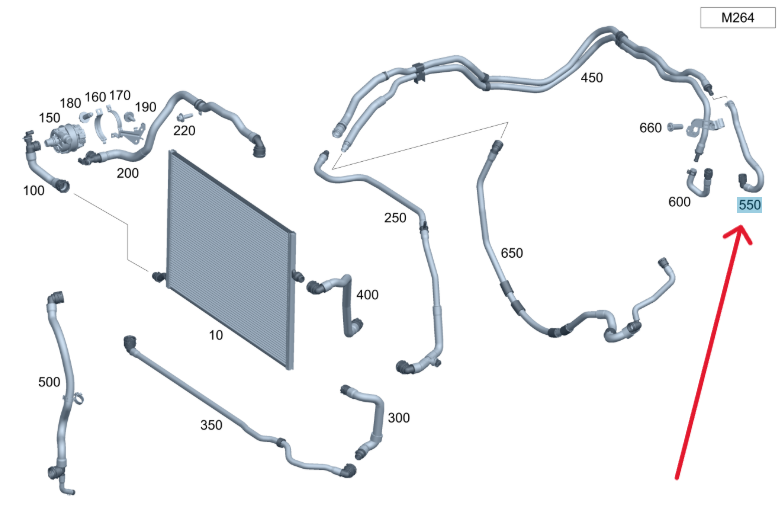 Merc Coolant Hose 205 501 0202