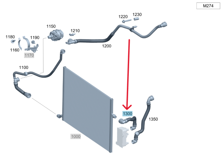 Merc Coolant Hose Low-temperature Cooler To Transmission Cooler 205 501 1800