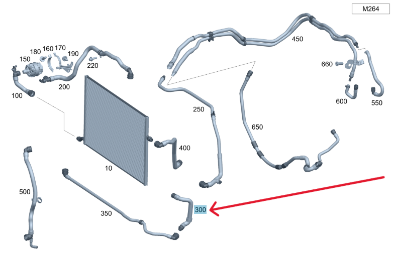 Merc Coolant Hose 205 501 1601