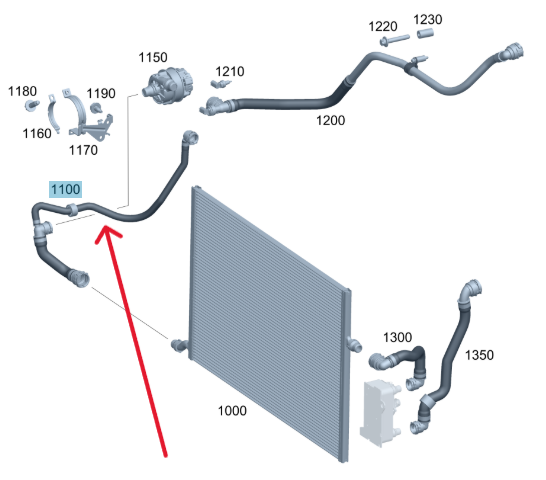 Merc Coolant Filling Hose - Low-temperature Cooler To Water Pump 205 501 9400
