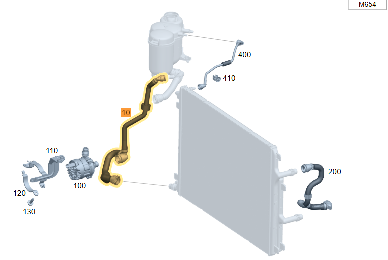 Merc Coolant Filling Hose - Low-temperature Cooler To Coolant Pump And Connecting Point 206 501 0501