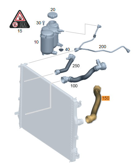 Merc Coolant Hose - Cooler To Thermostat 206 501 3000