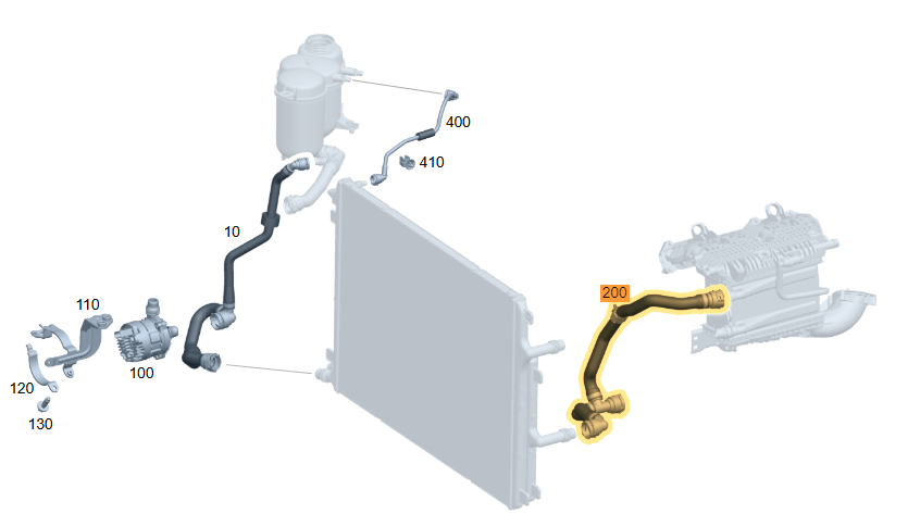 Merc Coolant Hose - Low-temperature Cooler To Charge Air Cooler And Connecting Point 206 501 4200