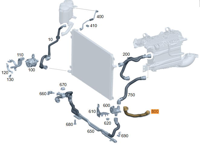 Merc Coolant Hose - Regulation Valve To Connecting Point 206 501 5100
