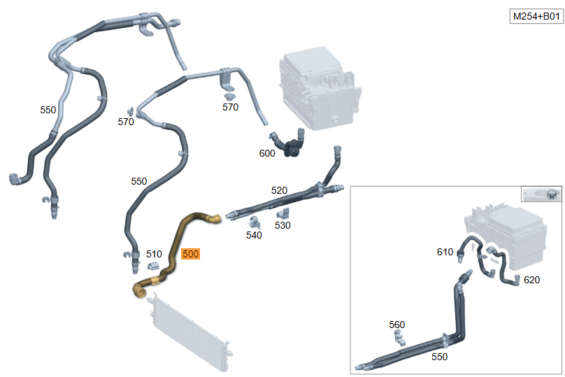 Merc Coolant Hose - Connecting Point To Cooler 206 501 6700