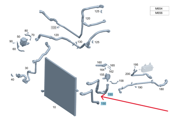 Merc Coolant Hose - Left Low‑Temperature Cooler To Connecting Point 213 501 5301