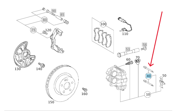 Merc Guide Bolt - Brakepad Retaining Spring To Brake Caliper Front Axle 221 421 0074