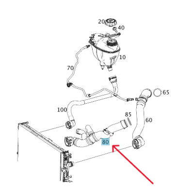 Merc Right Cooler To Engine Coolant Hose 222 501 1393
