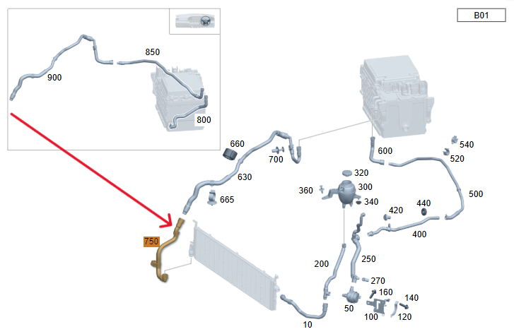 Merc Coolant Hose - Connecting Point To Cooler 223 500 7400