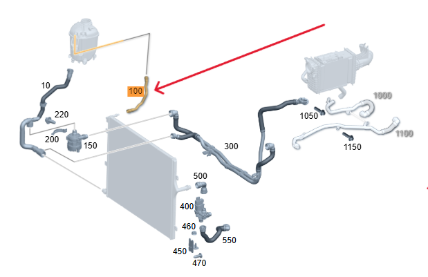 Merc Bleed Line - Expansion Reservoir To Cooler 223 501 2601