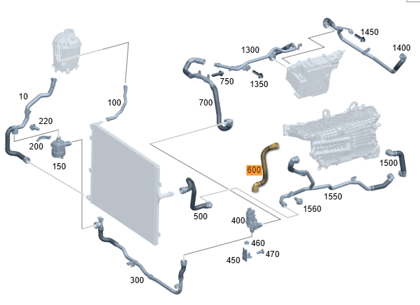 Merc Coolant Hose - Switchover Valve To Charge Air Cooler 223 501 3601