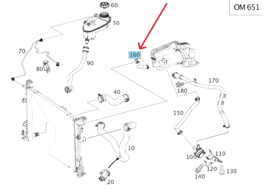 Merc Coolant Line - Radiator To Transmission Cooler 246 501 0258