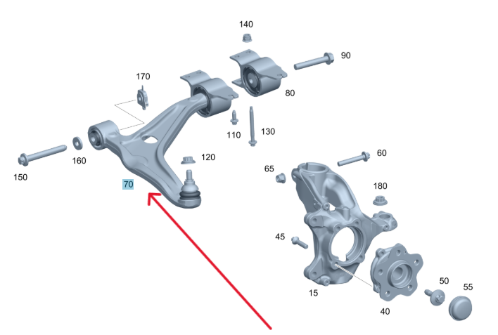 Merc Front Left Transverse Control Arm 247 330 7502