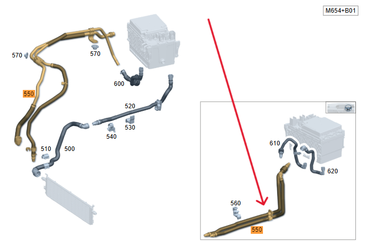 Merc Coolant Hose - Connecting Point To Connecting Point 254 501 8802