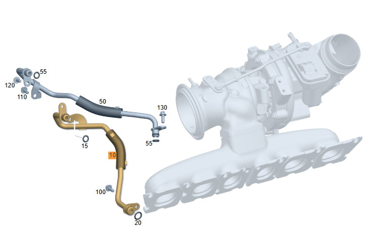 Merc Water Line - Crankcase To Turbocharger 256 203 0002