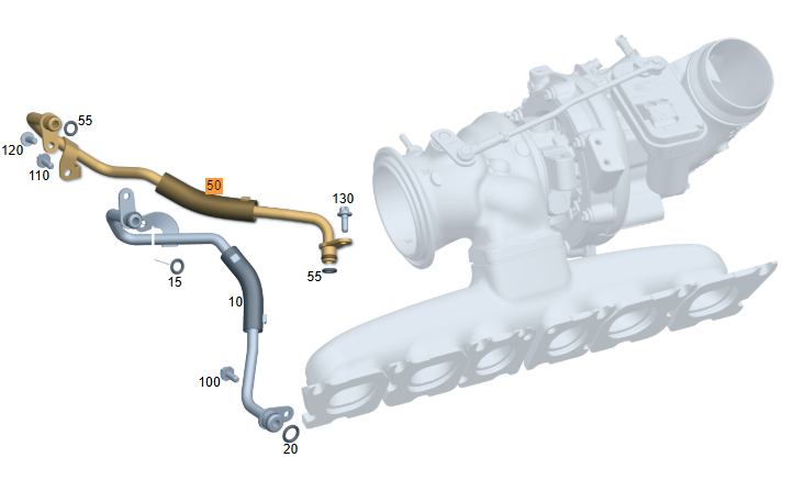 Merc Return Line - Turbocharger To Cylinder Head 256 203 0600